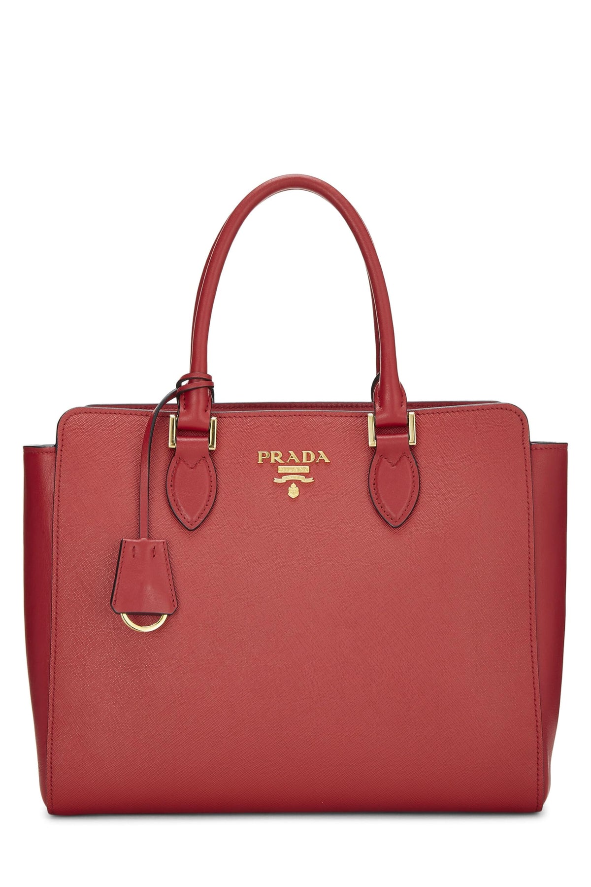 Prada,  Red Saffiano Convertible Handbag Small, Red