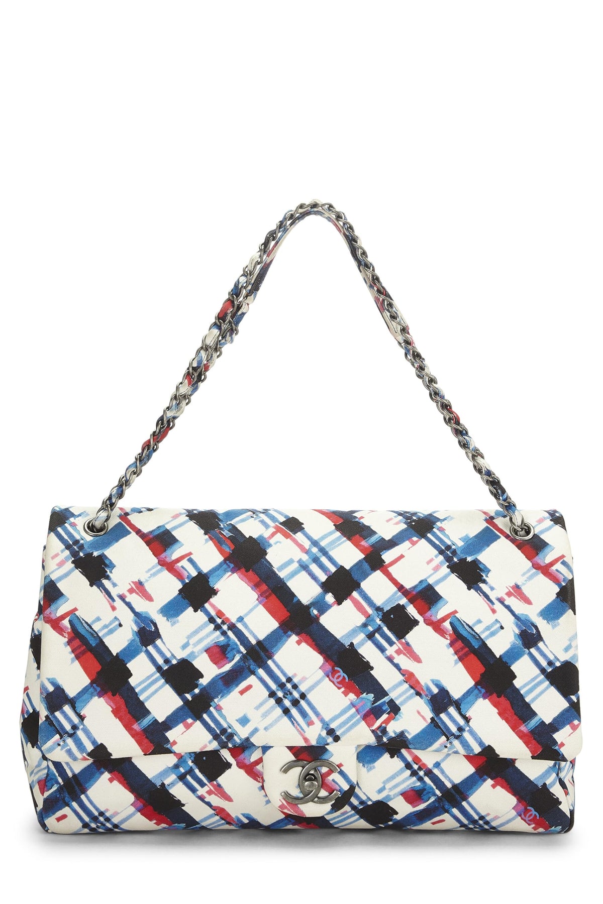 Chanel,  Multicolor Plaid Canvas Airplane Flap Bag XXL, Multi