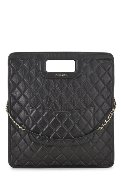 Chanel,  Black Calfskin Charms Shopping Bag Large, Black