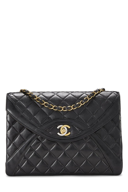 Chanel,  Black Quilted Lambskin Paris Limited Flap Medium, Black