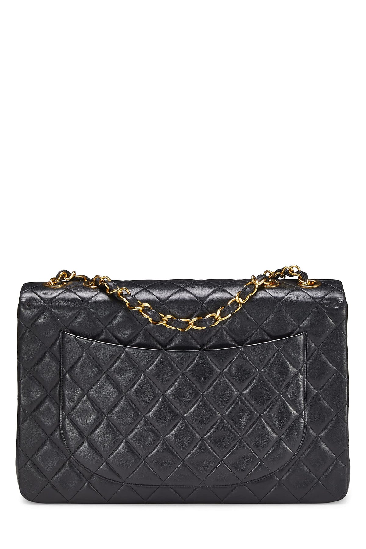Chanel,  Black Quilted Lambskin Half Flap Maxi, Black