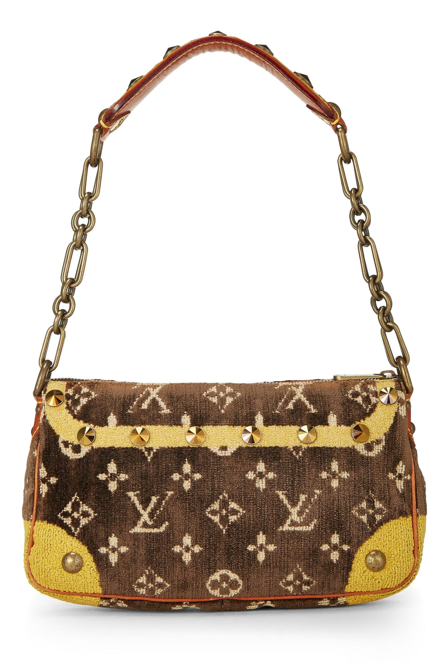 Louis Vuitton,  Brown & Yellow Velour Trompe L'oeil Pochette Accessories, Brown