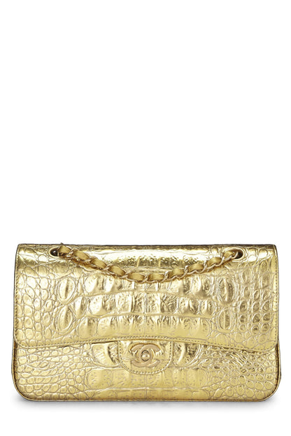Chanel,  Gold Embossed Classic Double Flap Small, Gold