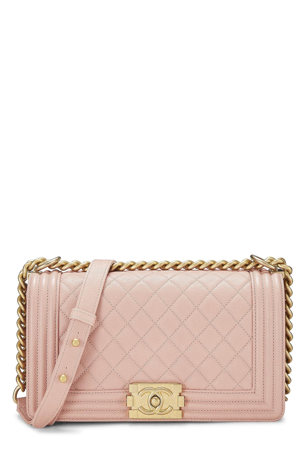 Chanel,  Pink Quilted Caviar Boy Bag Medium, Pink