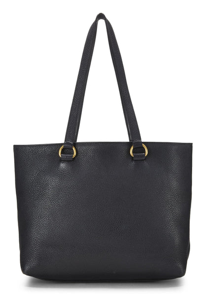 Prada,  Black Vitello Daino Logo Tote, Black