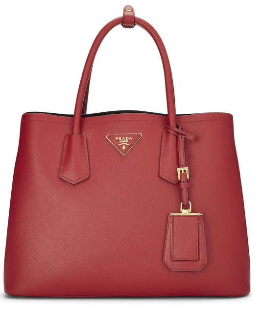 Prada,  Red Saffiano Double Bag Medium, Red
