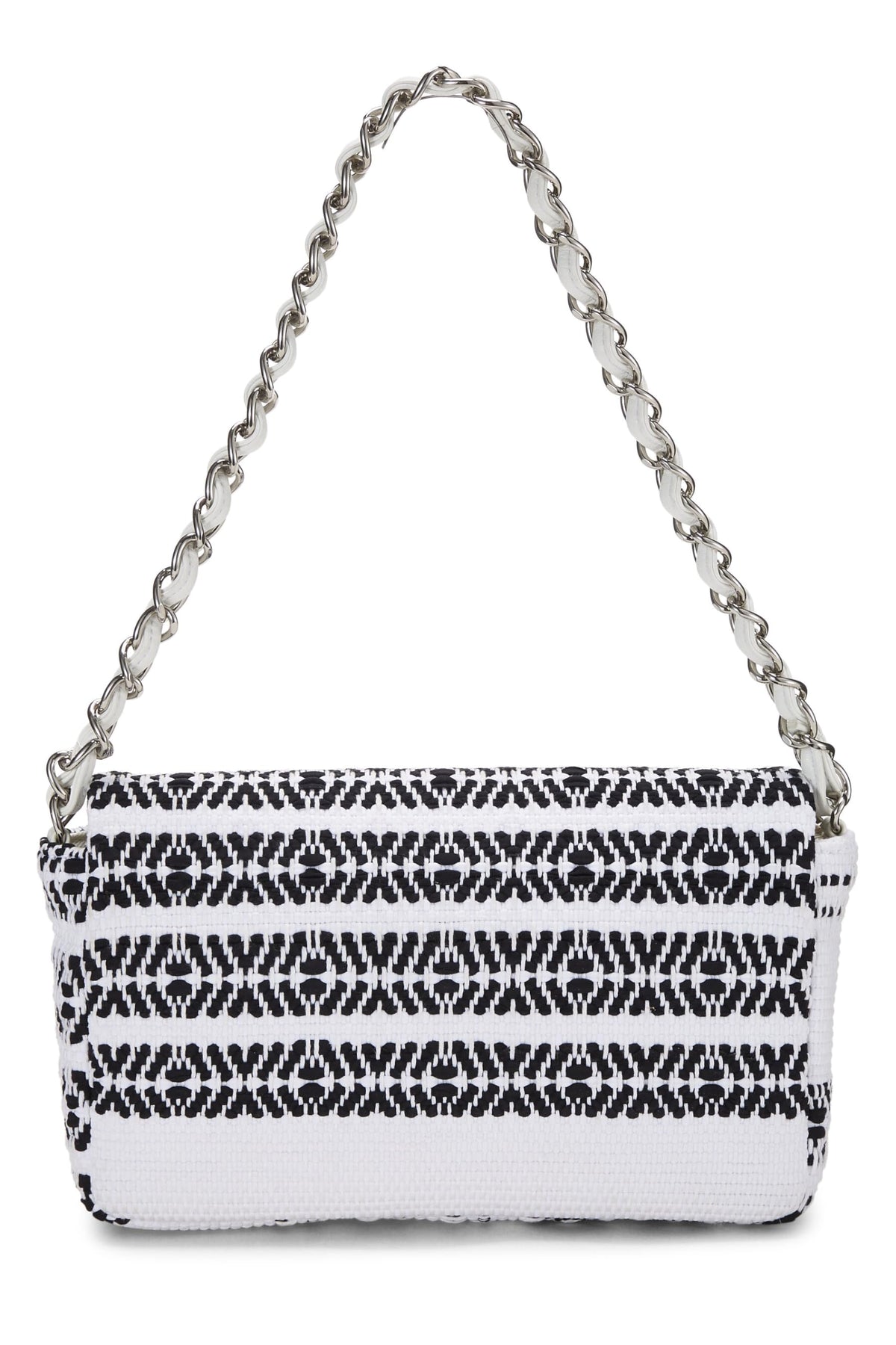 Chanel,  White Woven Half Flap Medium, White