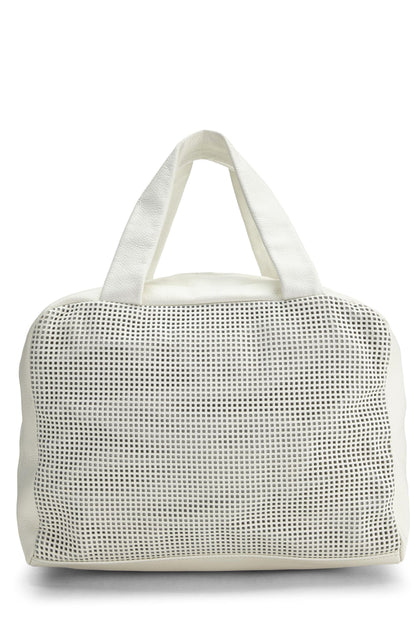 Chanel,  White Perforated Leather Bowler Small, White