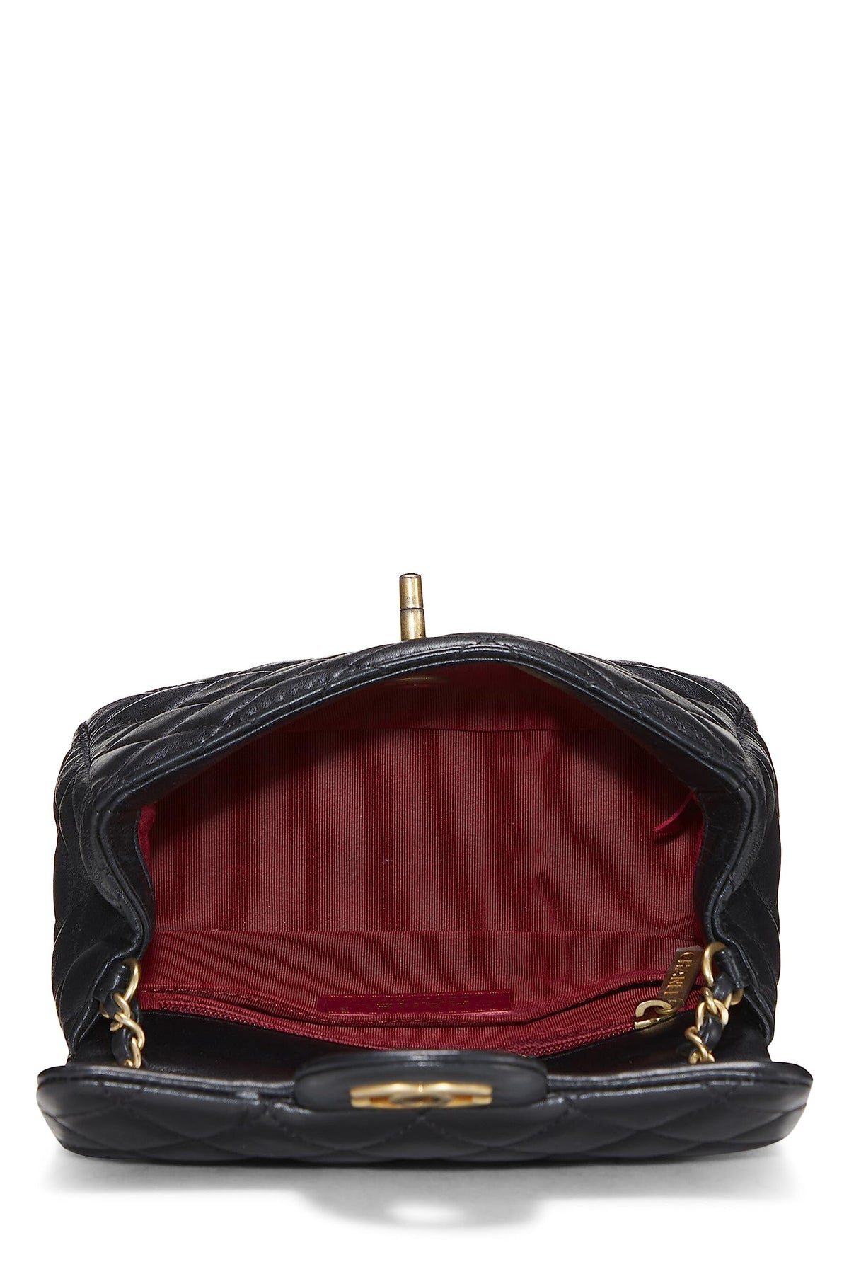 Chanel,  Black Quilted Lambskin Romance Square Flap Mini, Black