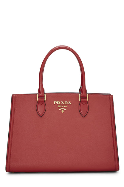 Prada,  Red Saffiano Convertible Handbag, Red