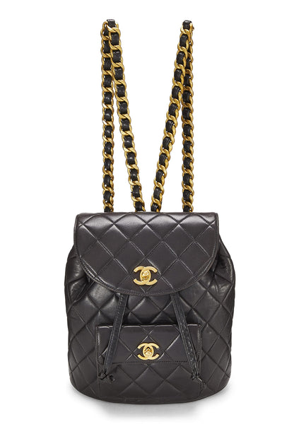 Chanel,  Black Quilted Lambskin Classic Backpack Medium, Black