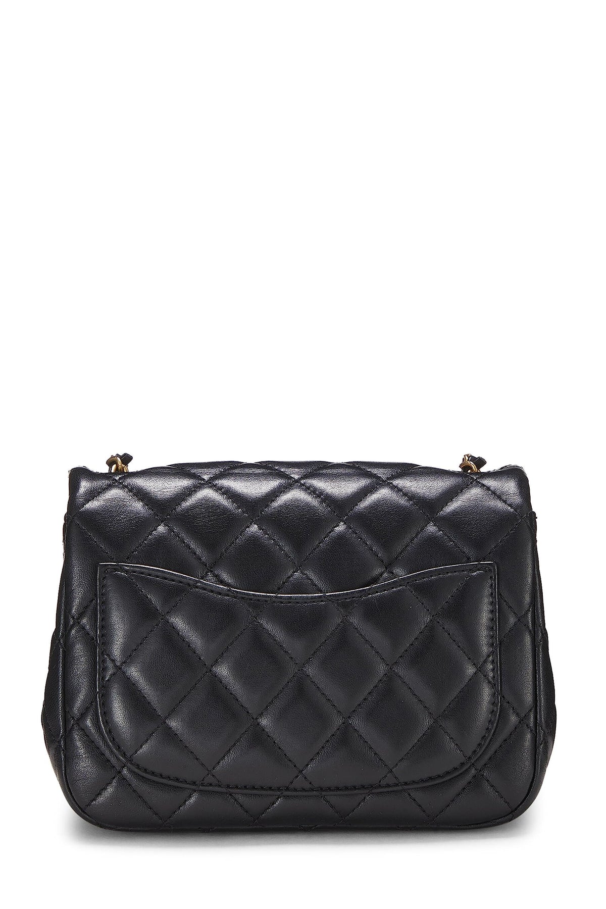 Chanel,  Black Quilted Lambskin Romance Square Flap Mini, Black
