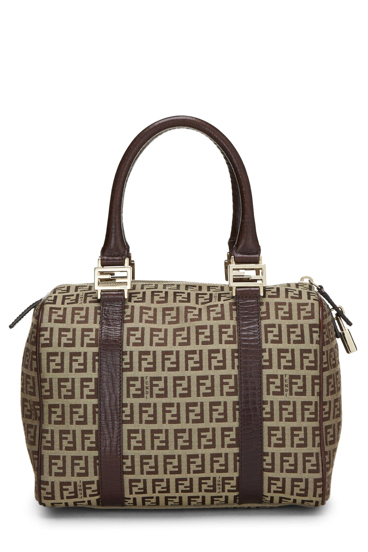 Fendi,  Brown Zucchino Coated Canvas Boston, Brown