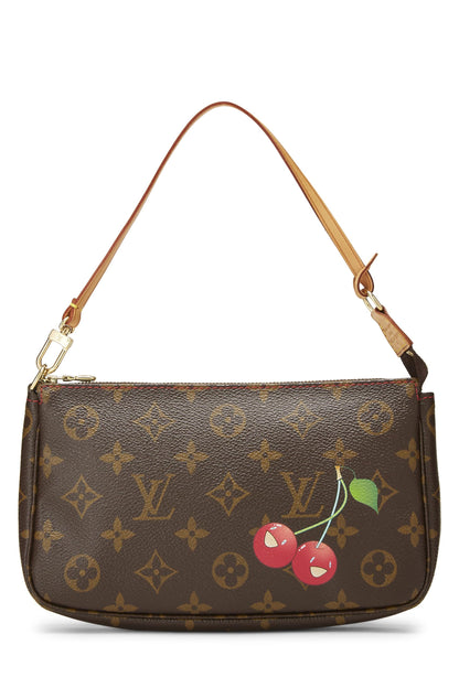 Louis Vuitton,  Takashi Murakami x Louis Vuitton Monogram Cerise Pochette Accessories, Brown