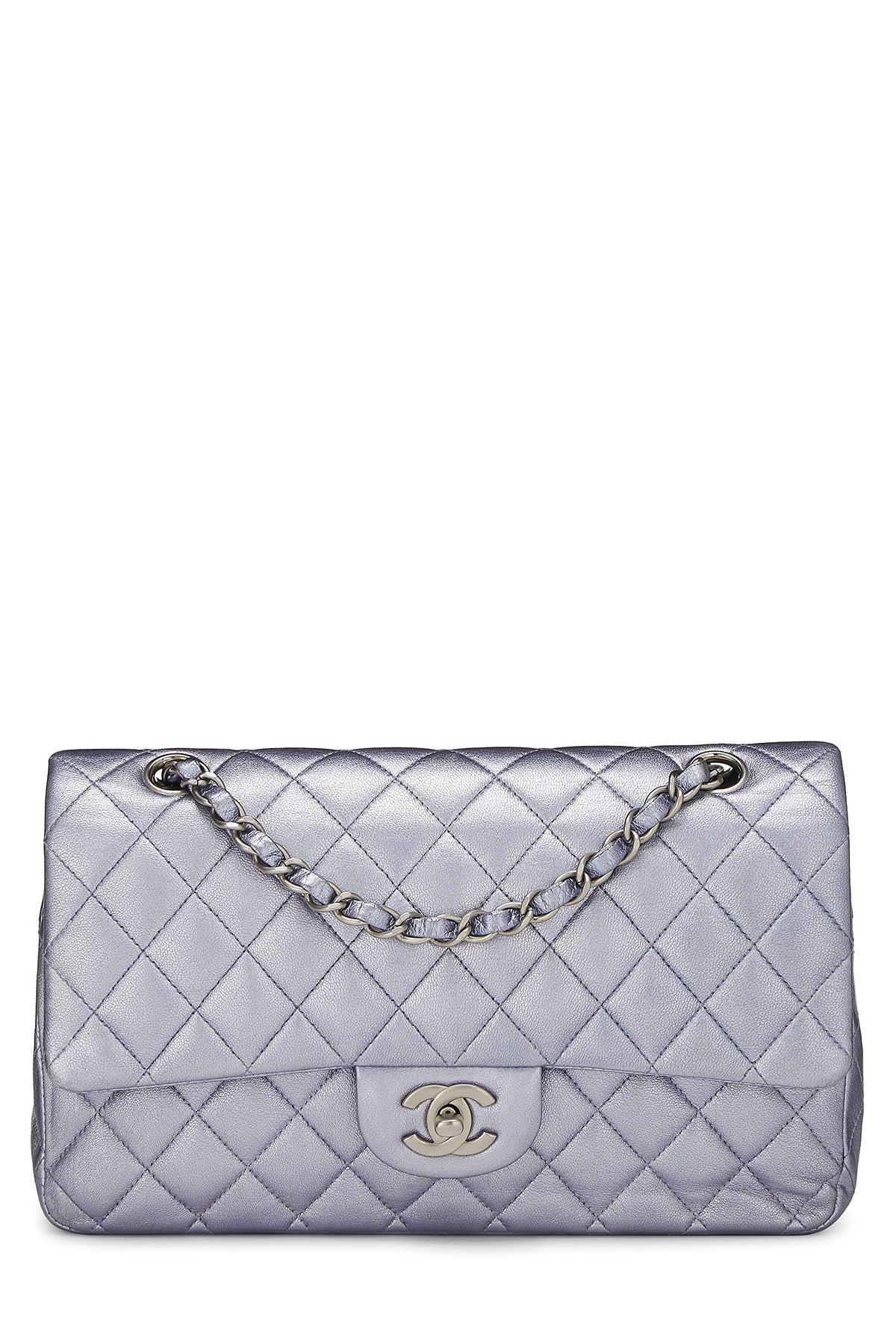 Chanel,  Metallic Purple Quilted Lambskin Classic Double Flap Medium, Purple