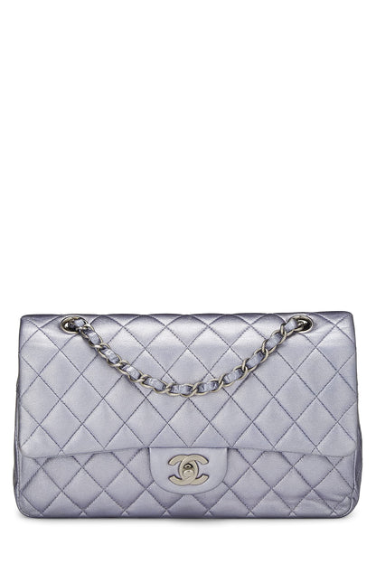 Chanel,  Metallic Purple Quilted Lambskin Classic Double Flap Medium, Purple