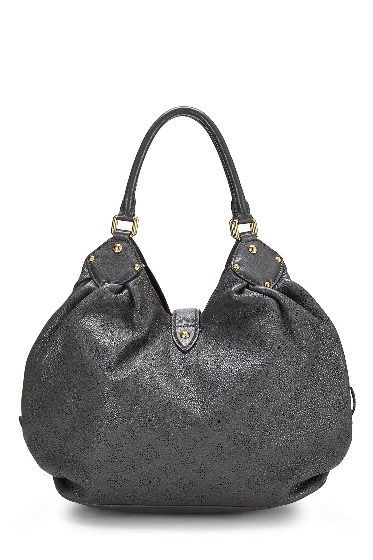Louis Vuitton,  Black Leather Monogram Mahina Large, Grey