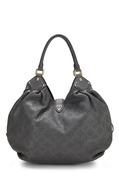 Louis Vuitton,  Black Leather Monogram Mahina Large, Grey