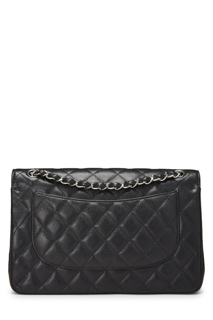 Chanel,  Black Quilted Caviar New Classic Flap Jumbo, Black
