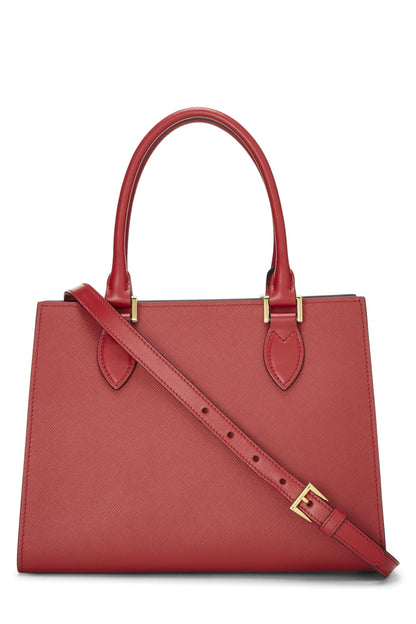 Prada,  Red Saffiano Leather Monochrome Bag Small, Red