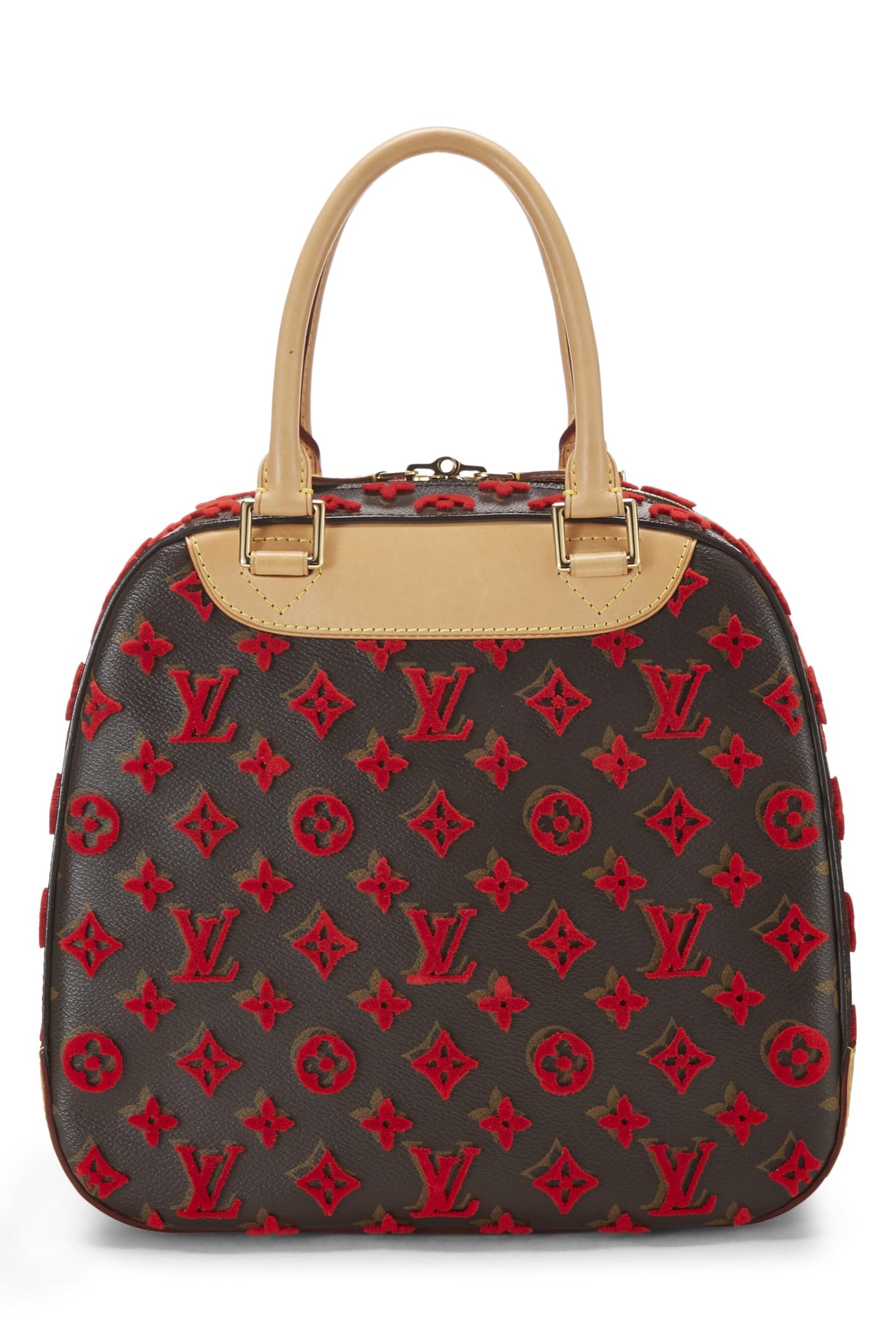 Louis Vuitton,  Limited Edition Red Monogram Tuffetage Deauville Cube, Red