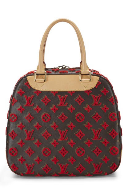 Louis Vuitton,  Limited Edition Red Monogram Tuffetage Deauville Cube, Red