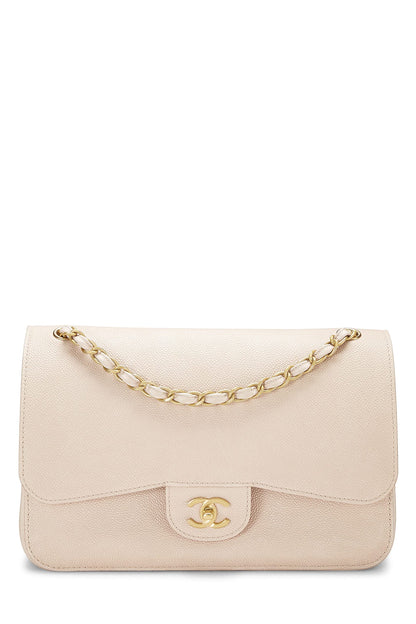 Chanel,  Pink Caviar Pure Double Flap Jumbo, Pink