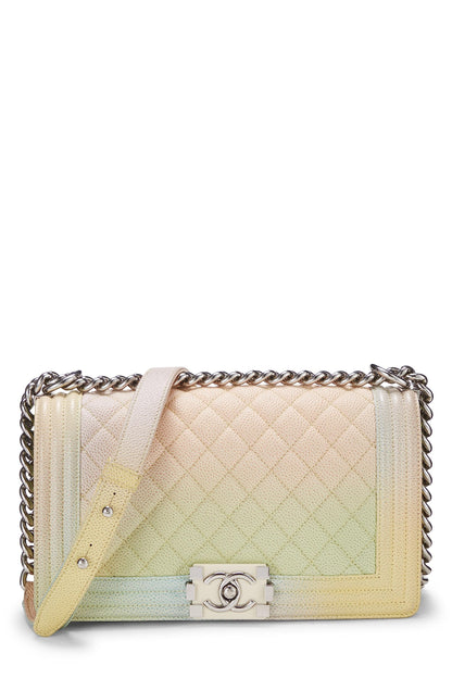 Chanel,  Rainbow Quilted Caviar Boy Bag Medium, Multi