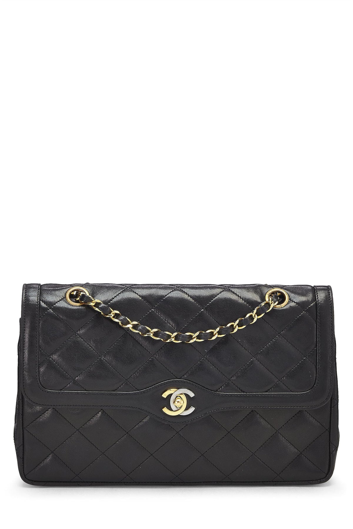 Chanel,  Black Quilted Lambskin Paris Limited Double Flap Jumbo, Black