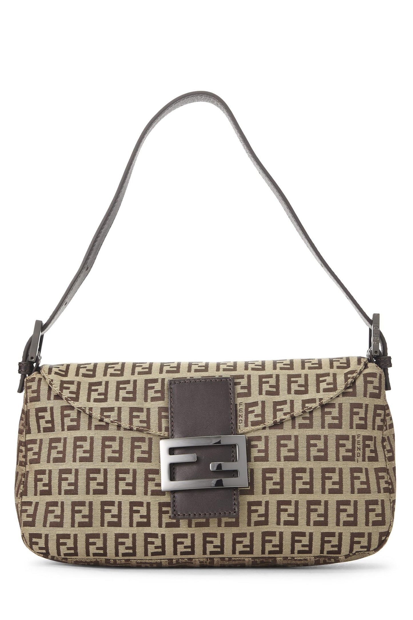 Fendi,  Beige Zucchino Canvas Shoulder Bag, Brown