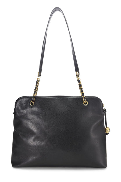 Chanel,  Black Caviar Zip Tote Large, Black