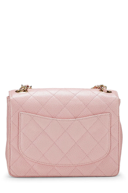 Chanel,  Pink Quilted Caviar Classic Square Flap Mini, Pink