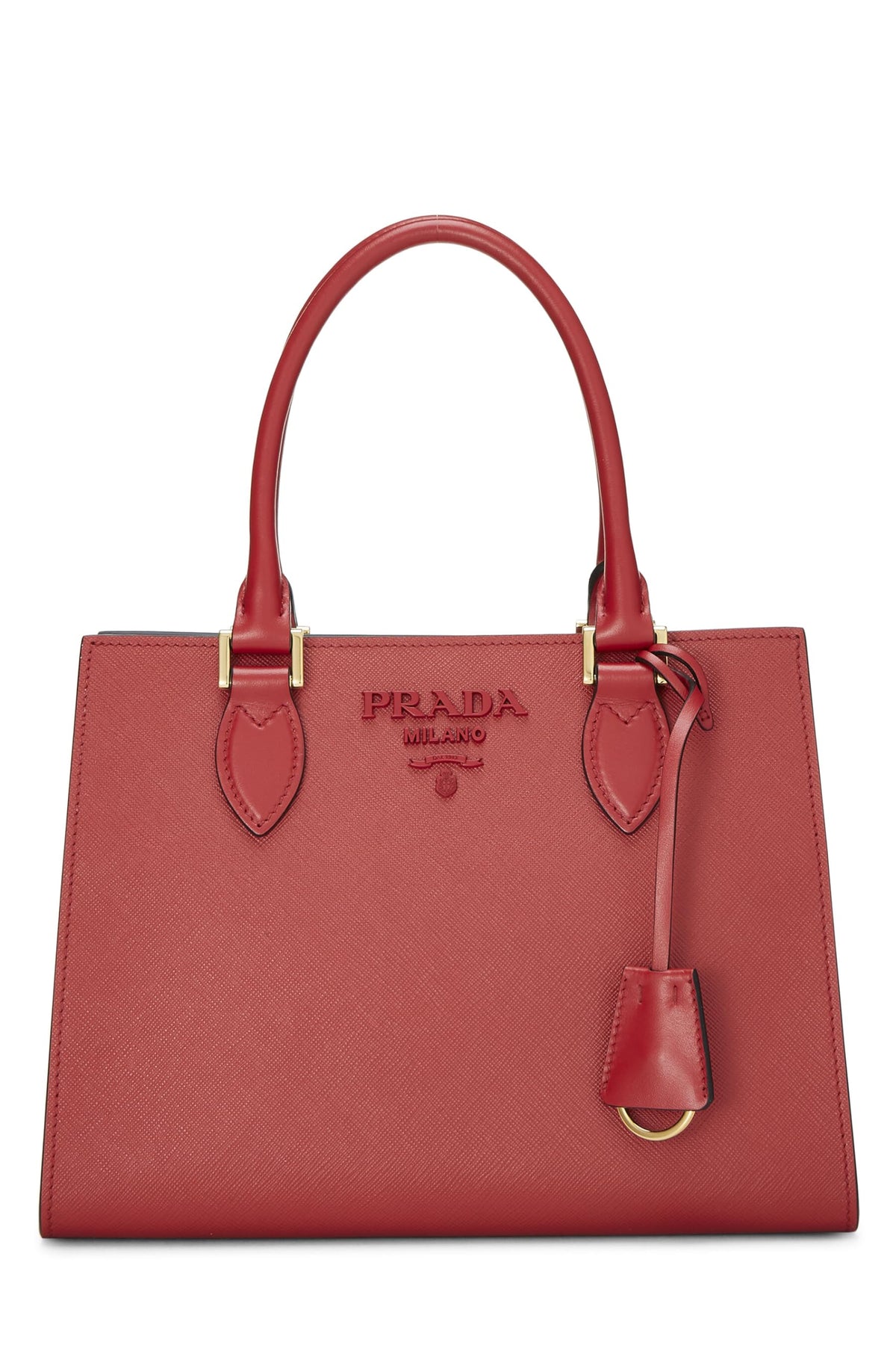 Prada,  Red Saffiano Leather Monochrome Bag Small, Red