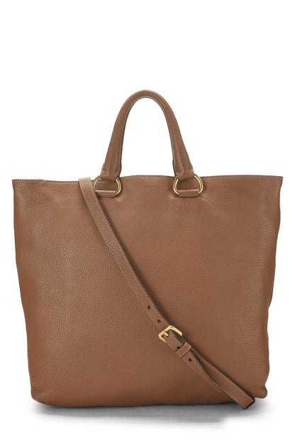 Prada,  Brown Vitello Daino Phenix Convertible Shopping Tote, Brown