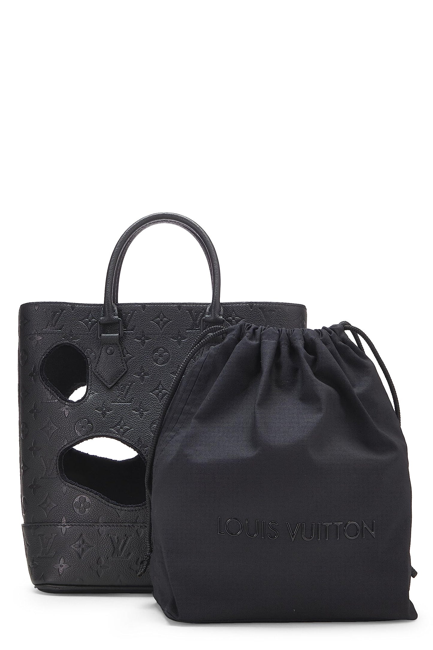 Louis Vuitton,  Comme des Garçons x Louis Vuitton Black Monogram Empreinte Bag with Holes PM, Black