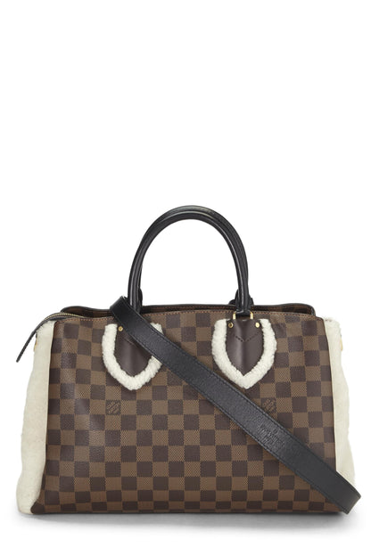 Louis Vuitton,  Black Damier Ebene Shearling Normandy, Black