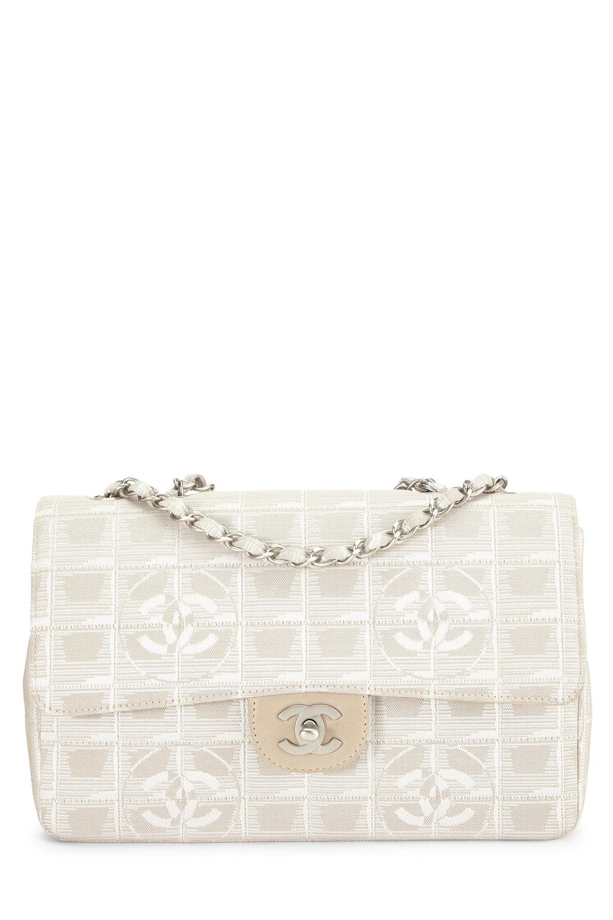 Chanel,  Beige Nylon Travel Line Half Flap Medium, Beige