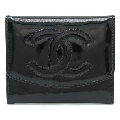CHANEL Chanel Coinmark Coincase Coinwork Coinwork Patent Leather Black Black Silver Gold A01430
