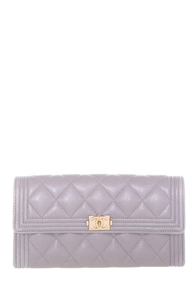 Chanel 2020 Grey Quilted Caviar Wallet