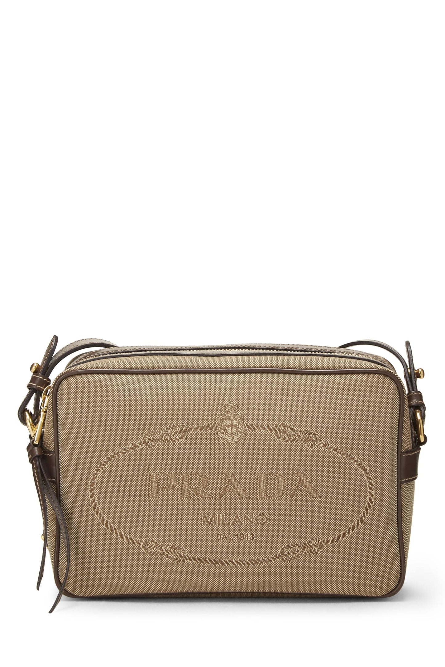 Prada,  Beige Canvas Logo Camera Bag, Brown