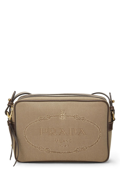 Prada,  Beige Canvas Logo Camera Bag, Brown