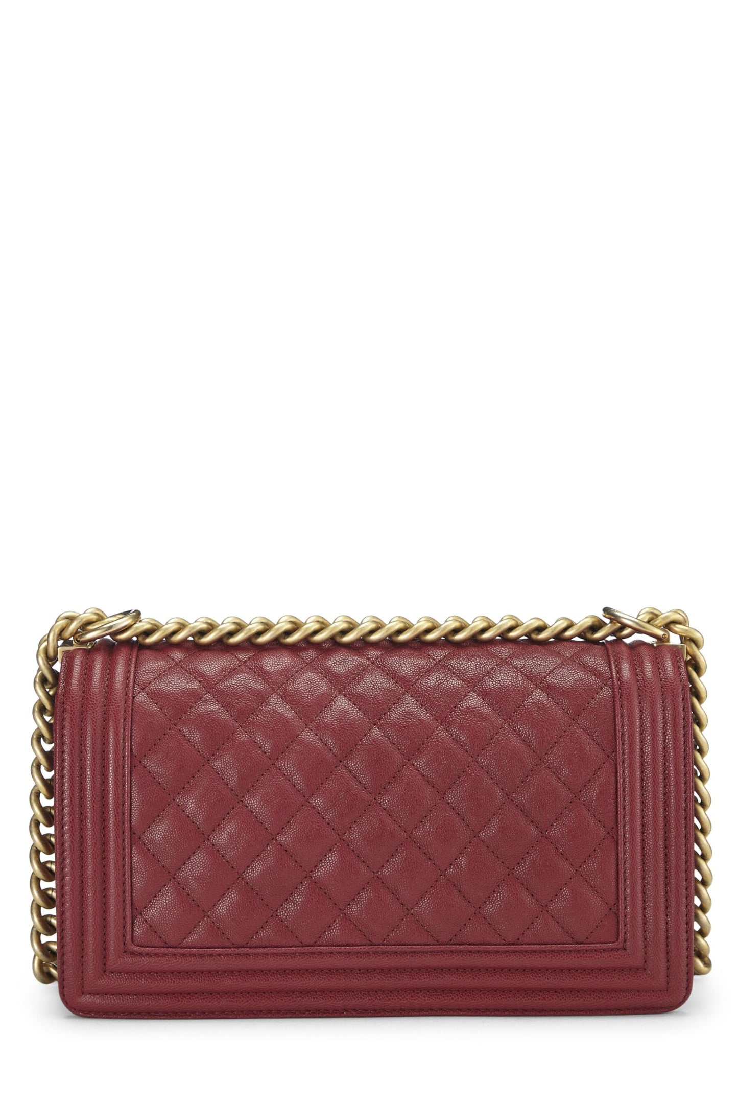 Chanel,  Black Quilted Caviar Boy Bag Medium, Red