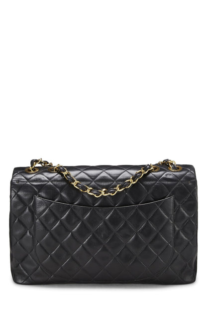 Chanel,  Black Quilted Lambskin Half Flap Maxi, Black