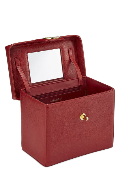 Chanel,  Red Caviar Circle 'CC' Vanity Large, Red