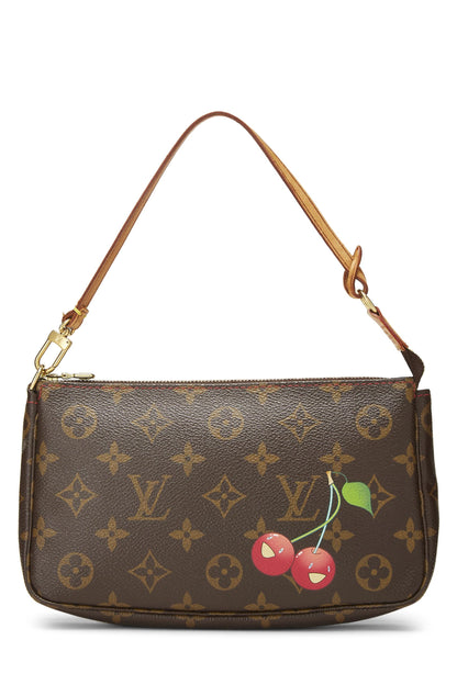 Louis Vuitton,  Takashi Murakami x Louis Vuitton Monogram Cerise Canvas Pochette, Brown