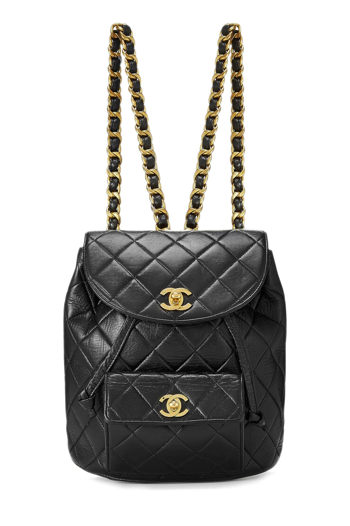 Chanel,  Black Quilted Lambskin 'CC' Classic Backpack Medium, Black