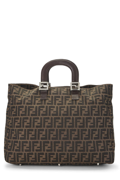 Fendi,  Brown Zucca Canvas Handbag Large, Brown