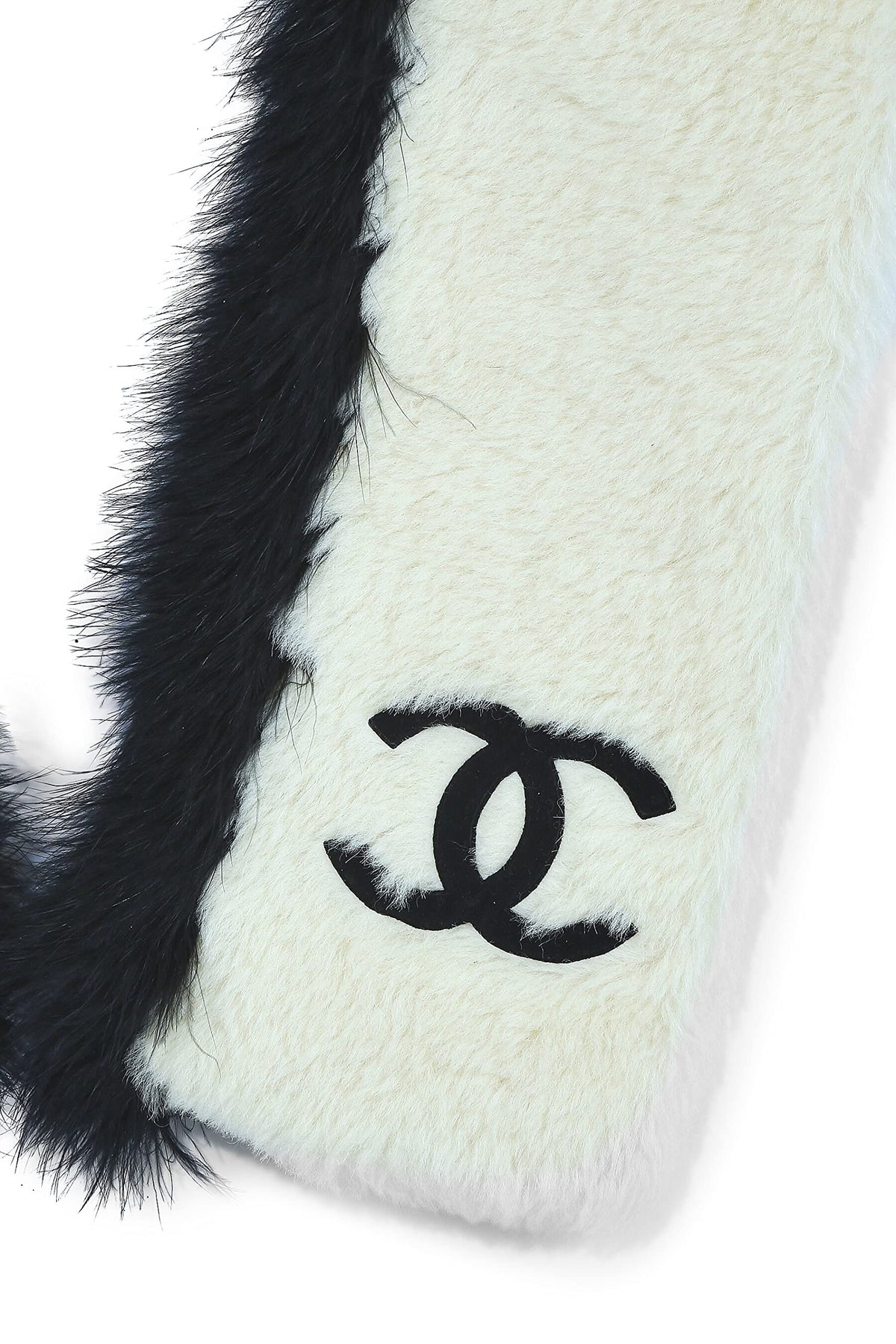 Chanel,  Cream & Black Faux Fur Scarf, Multi