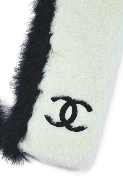Chanel,  Cream & Black Faux Fur Scarf, Multi