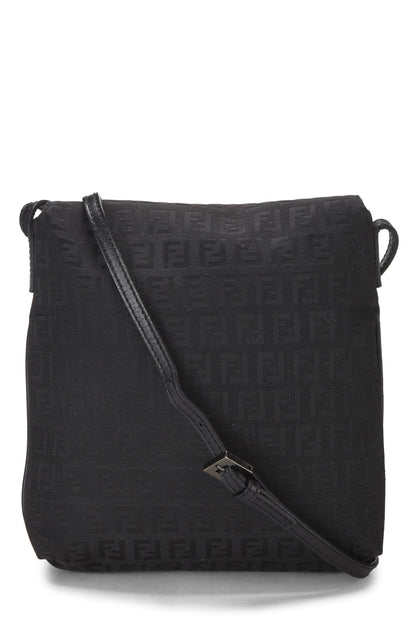 Fendi,  Black Zucchino Canvas Tube Messenger Small, Black
